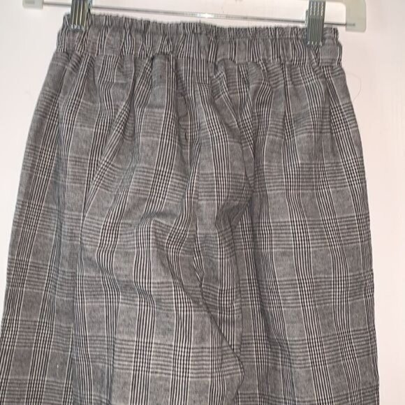 Shein Plaid Elastic Waist Drawstring Pants EU 36 / US 4 S Black & White Cotton/P - Picture 8 of 11